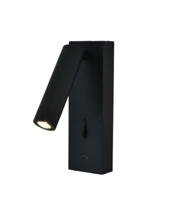 TARIFA III * APLIQUE LECTOR LED 3W 3000K NEGRO TYPE-C CARGADOR